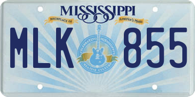MS license plate MLK855