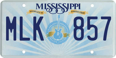 MS license plate MLK857