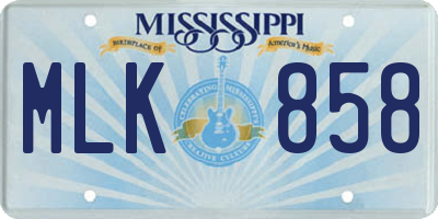 MS license plate MLK858