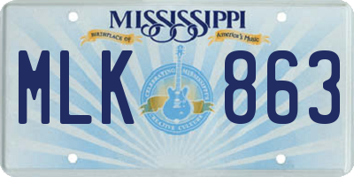 MS license plate MLK863