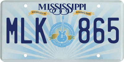 MS license plate MLK865