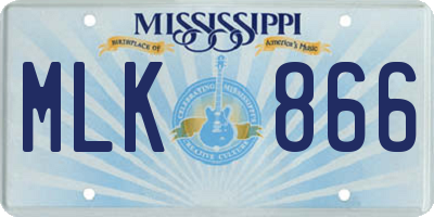 MS license plate MLK866