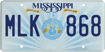 MS license plate MLK868