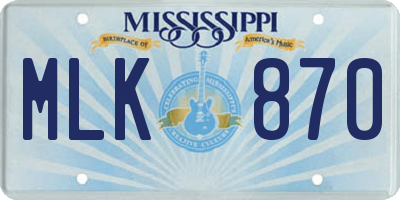 MS license plate MLK870