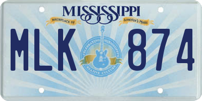 MS license plate MLK874
