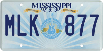 MS license plate MLK877