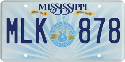 MS license plate MLK878
