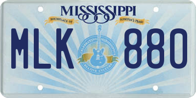 MS license plate MLK880