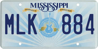 MS license plate MLK884
