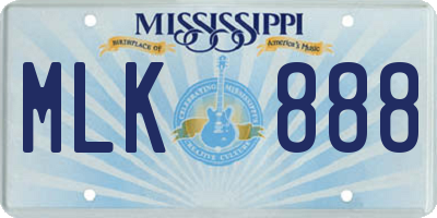 MS license plate MLK888