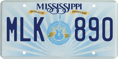 MS license plate MLK890