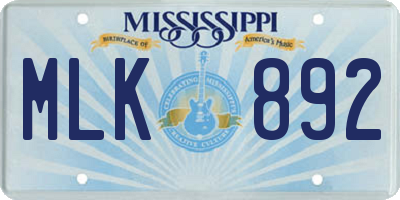MS license plate MLK892