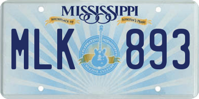 MS license plate MLK893