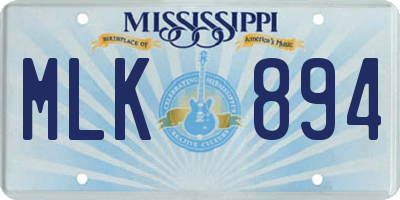 MS license plate MLK894