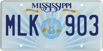 MS license plate MLK903