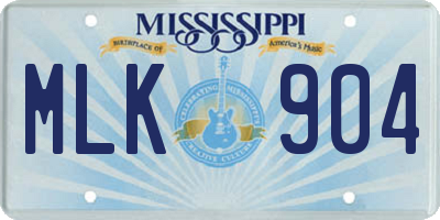 MS license plate MLK904
