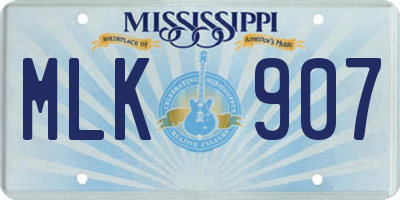 MS license plate MLK907