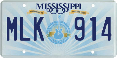 MS license plate MLK914