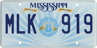 MS license plate MLK919