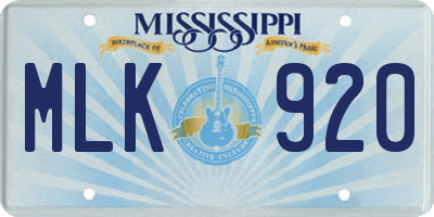 MS license plate MLK920