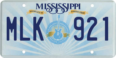 MS license plate MLK921