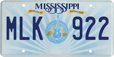 MS license plate MLK922