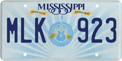 MS license plate MLK923