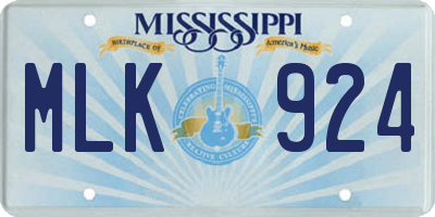 MS license plate MLK924