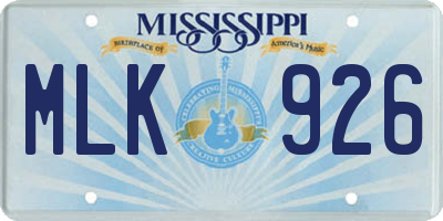 MS license plate MLK926