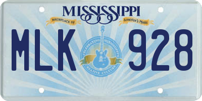 MS license plate MLK928