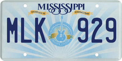MS license plate MLK929