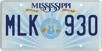 MS license plate MLK930