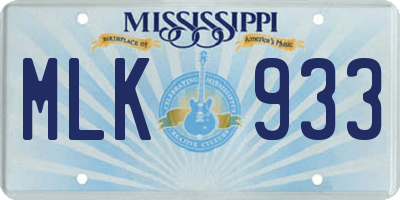 MS license plate MLK933