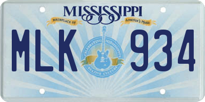MS license plate MLK934