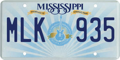 MS license plate MLK935