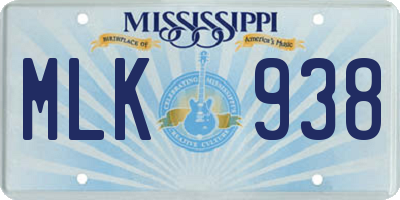 MS license plate MLK938