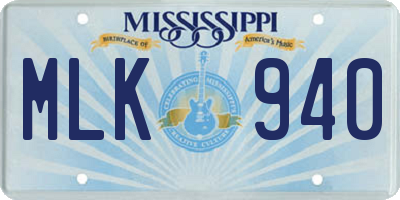 MS license plate MLK940