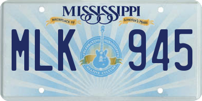 MS license plate MLK945