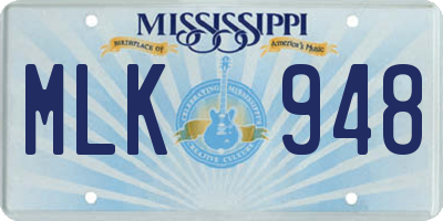 MS license plate MLK948