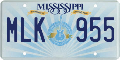 MS license plate MLK955