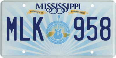 MS license plate MLK958