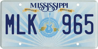 MS license plate MLK965