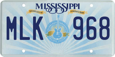 MS license plate MLK968
