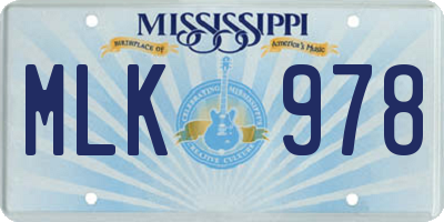 MS license plate MLK978
