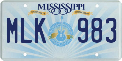 MS license plate MLK983