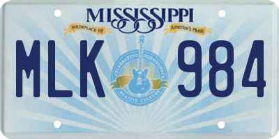MS license plate MLK984