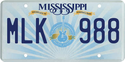 MS license plate MLK988