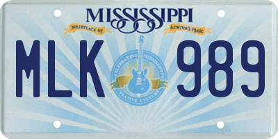 MS license plate MLK989