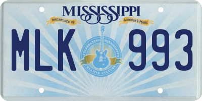 MS license plate MLK993
