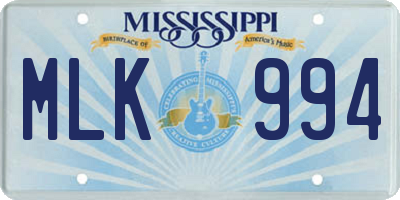 MS license plate MLK994
